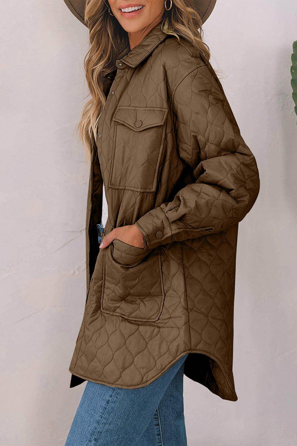 Snap Down Collared Winter Coat for Stylish Warmth - Selvanelle