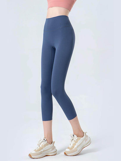 Wide Waistband Cropped Sports Leggings for Active Comfort - Selvanelle