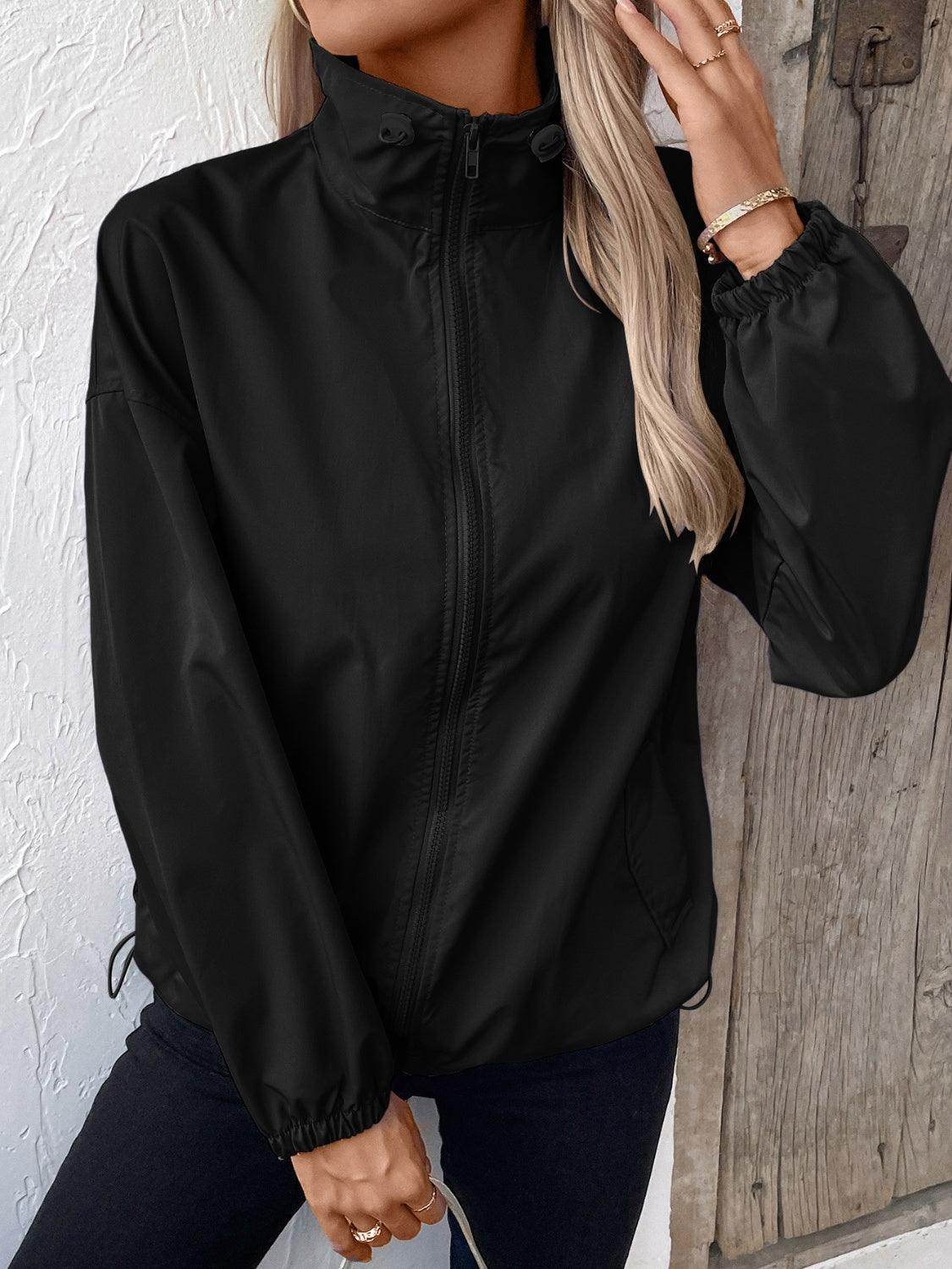 Ivy Lane Pocketed Zip Up Long Sleeve Jacket for Women - Selvanelle