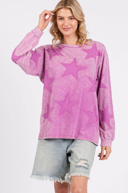SAGE + FIG Mineral Wash Star Pattern T-Shirt for Women - Selvanelle