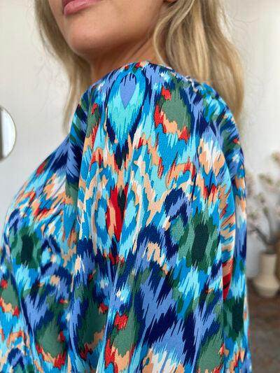 Double Take Full Size Printed Balloon Sleeve Blouse Women - Selvanelle