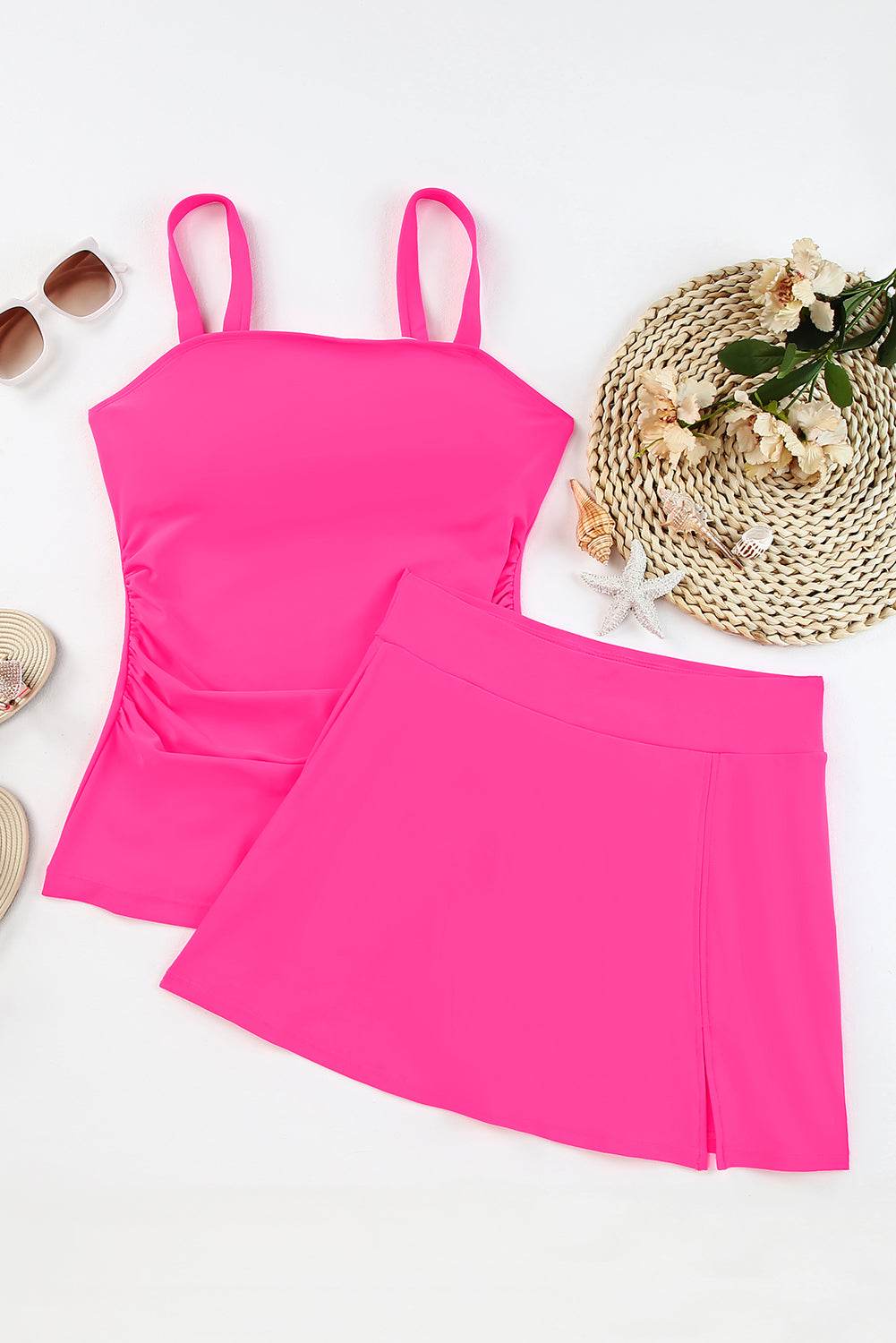 Square Neck Top and Skirt Swim Set - Selvanelle