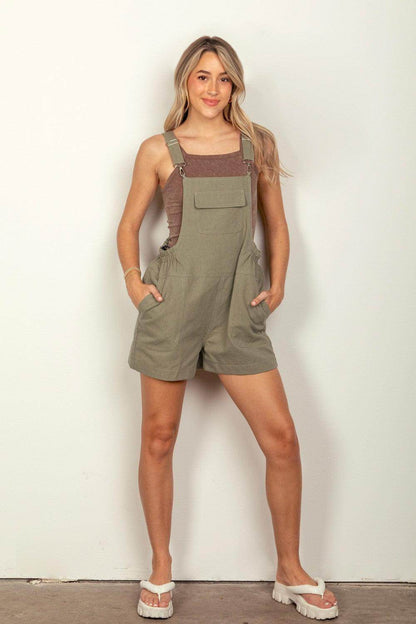 Very J Adjustable Suspender Overalls with Pockets for Women - Selvanelle