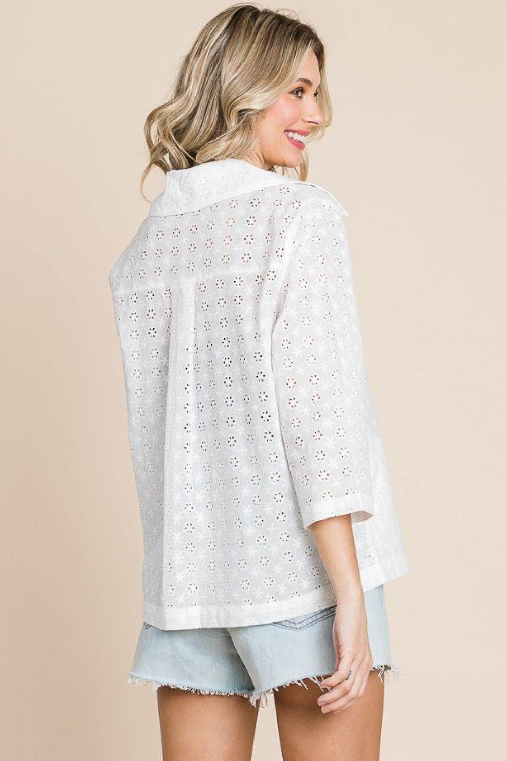 Culture Code Double Breasted Eyelet Jacket with Pockets - Selvanelle