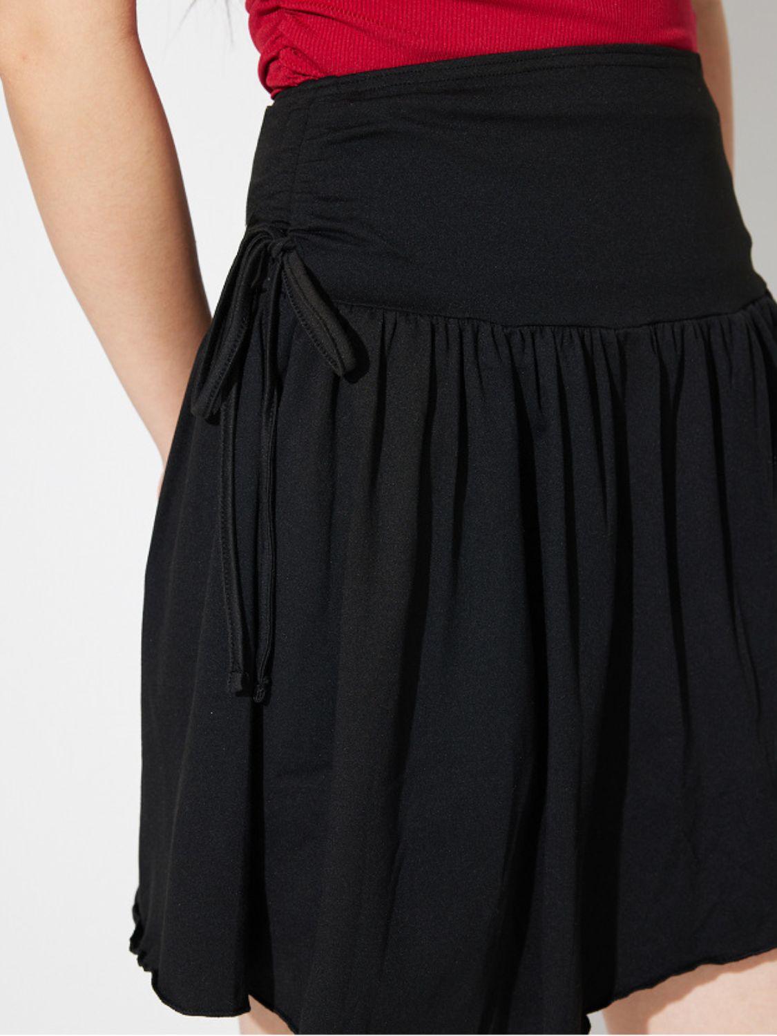 Side Tie Asymmetric Hem Mini Skirt for Casual Chic Style