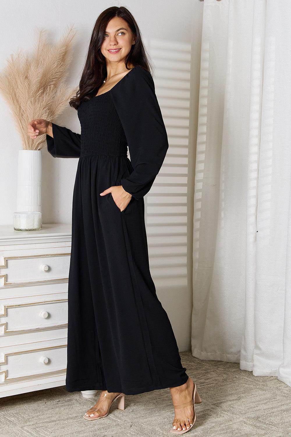 Double Take Square Neck Jumpsuit with Pockets for Women - Selvanelle