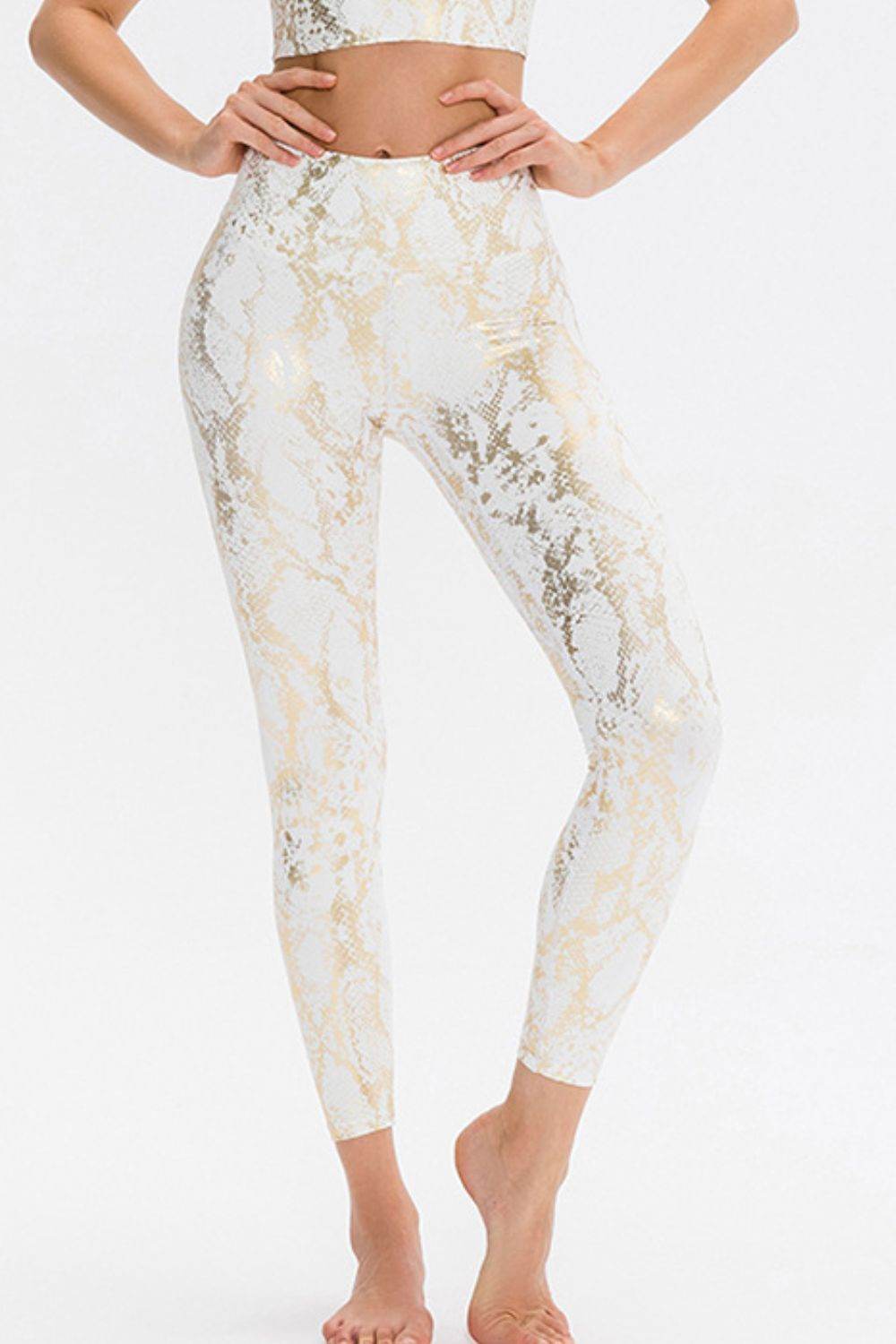 Animal Print Slim Fit Wide Waistband Long Sports Pants - Selvanelle