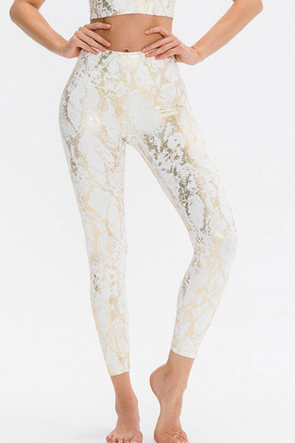 Animal Print Slim Fit Wide Waistband Long Sports Pants - Selvanelle