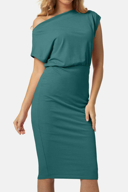 Boat Neck Short Sleeve Knee-Length Dress for Women - Selvanelle