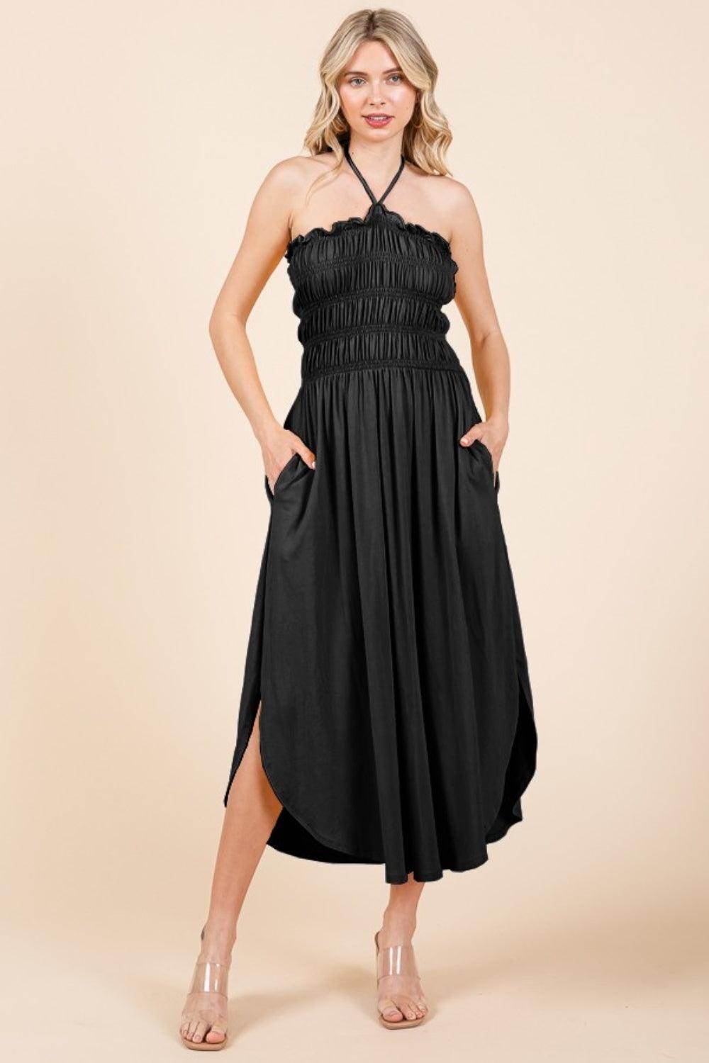 Culture Code Tie Back Shirring Dress with Pockets Style - Selvanelle