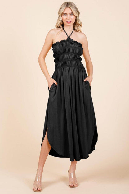 Culture Code Tie Back Shirring Dress with Pockets Style - Selvanelle