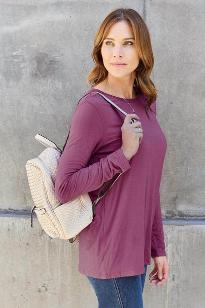 Basic Bae Full Size Round Neck Long Sleeve Top for Women - Selvanelle