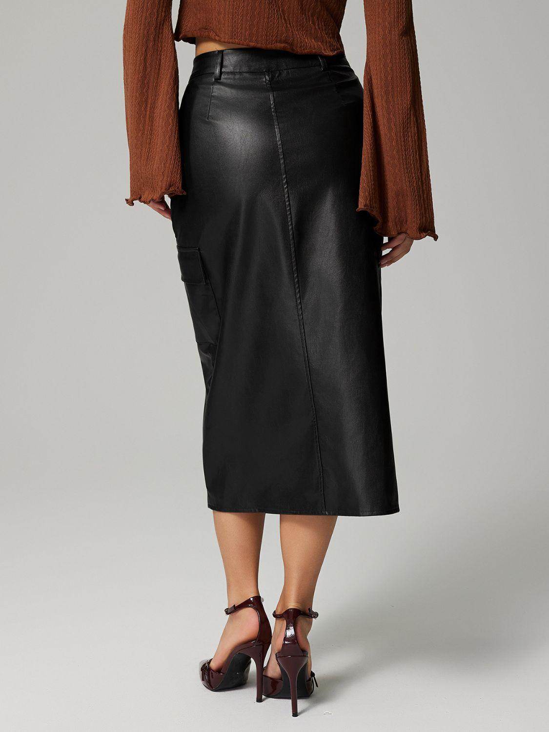 Slit Midi Skirt with Pockets for Effortless Style - Selvanelle