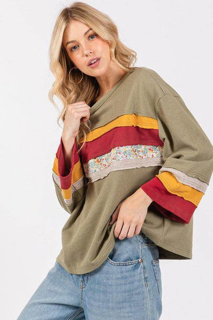 SAGE + FIG French Terry Color Block T-Shirt for Women - Selvanelle