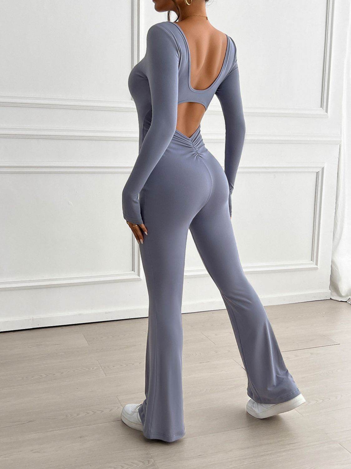 Devine Cutout Scoop Neck Long Sleeve Jumpsuit - Selvanelle