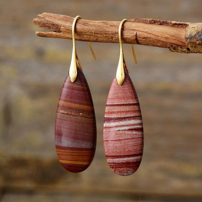 Natural Stone Waterdrop Shape Earrings for Elegant Style - Selvanelle