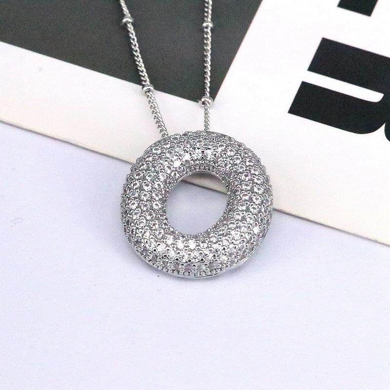 Copper Inlaid Zircon Letter Pendant Necklace for Women - Selvanelle