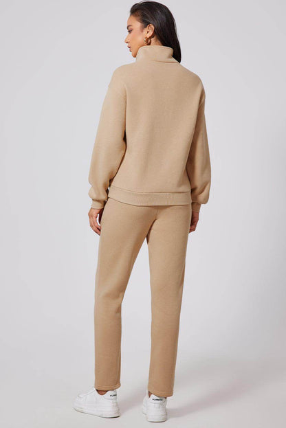 Half Snap Turtleneck Top and Pants Active Set for Women - Selvanelle
