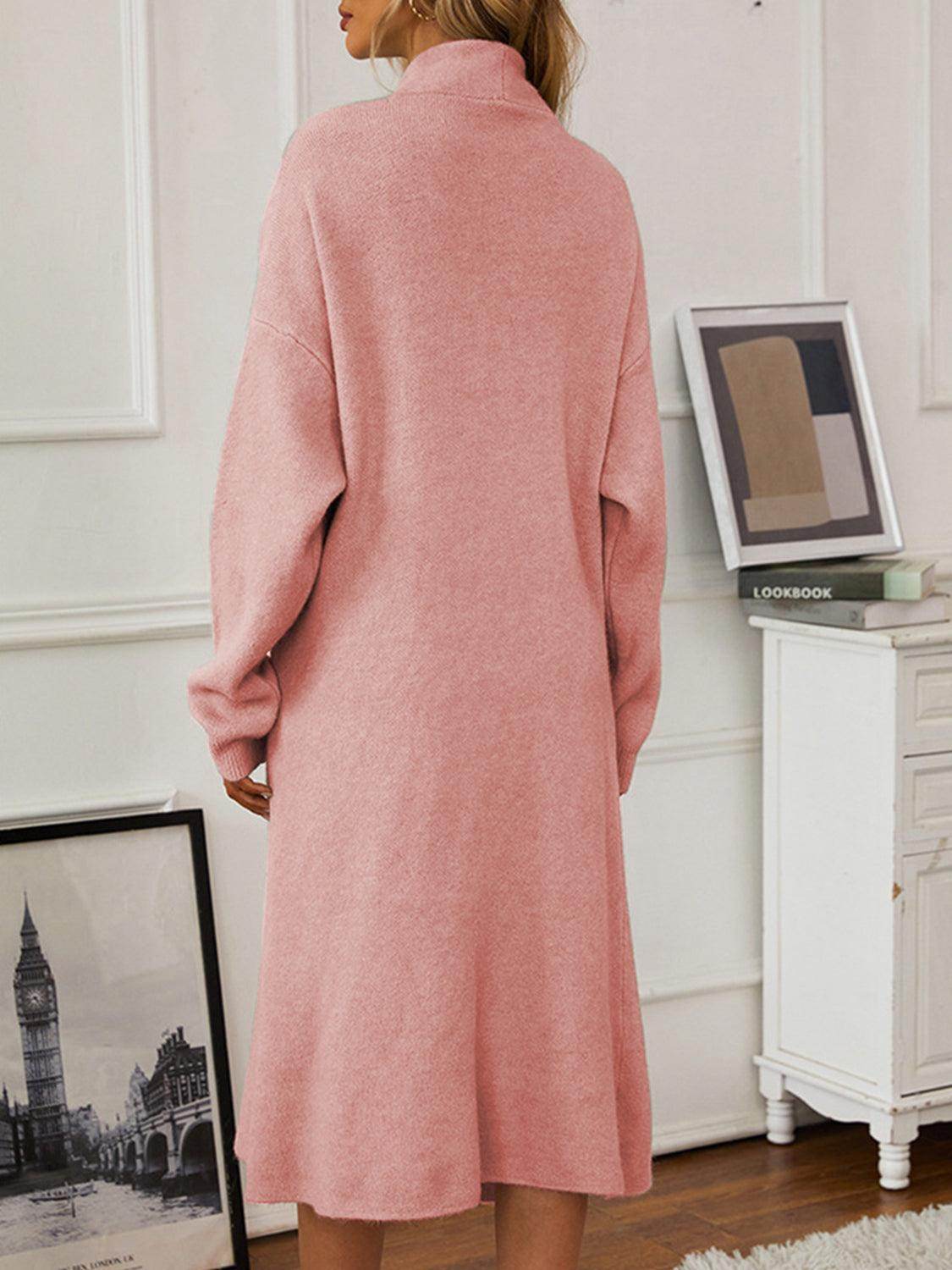 V-Neck Cami Dress and Open Front Cardigan Sweater Set - Selvanelle