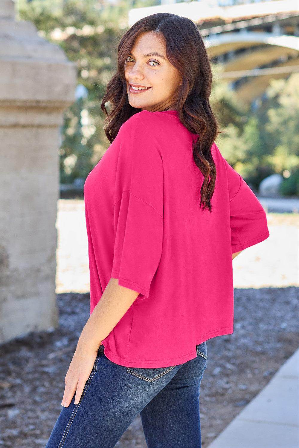 Basic Bae Full Size Round Neck Drop Shoulder T-Shirt for All - Selvanelle