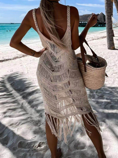 Fringe Scoop Neck Cover-Up - Selvanelle