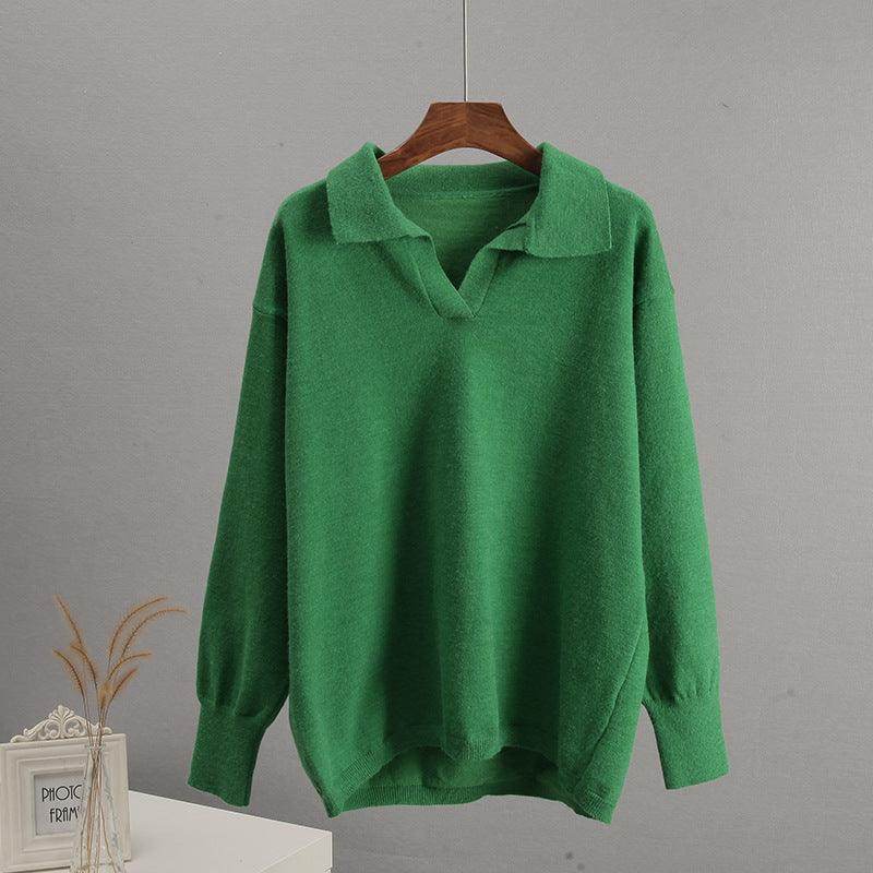 Johnny Collar Long Sleeve Top and Pants Sweater Set Women - Selvanelle