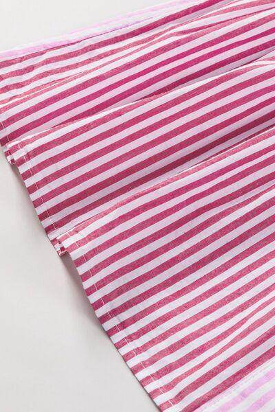 Button Down Striped Ruffled Hem Shirt for Stylish Outfits - Selvanelle