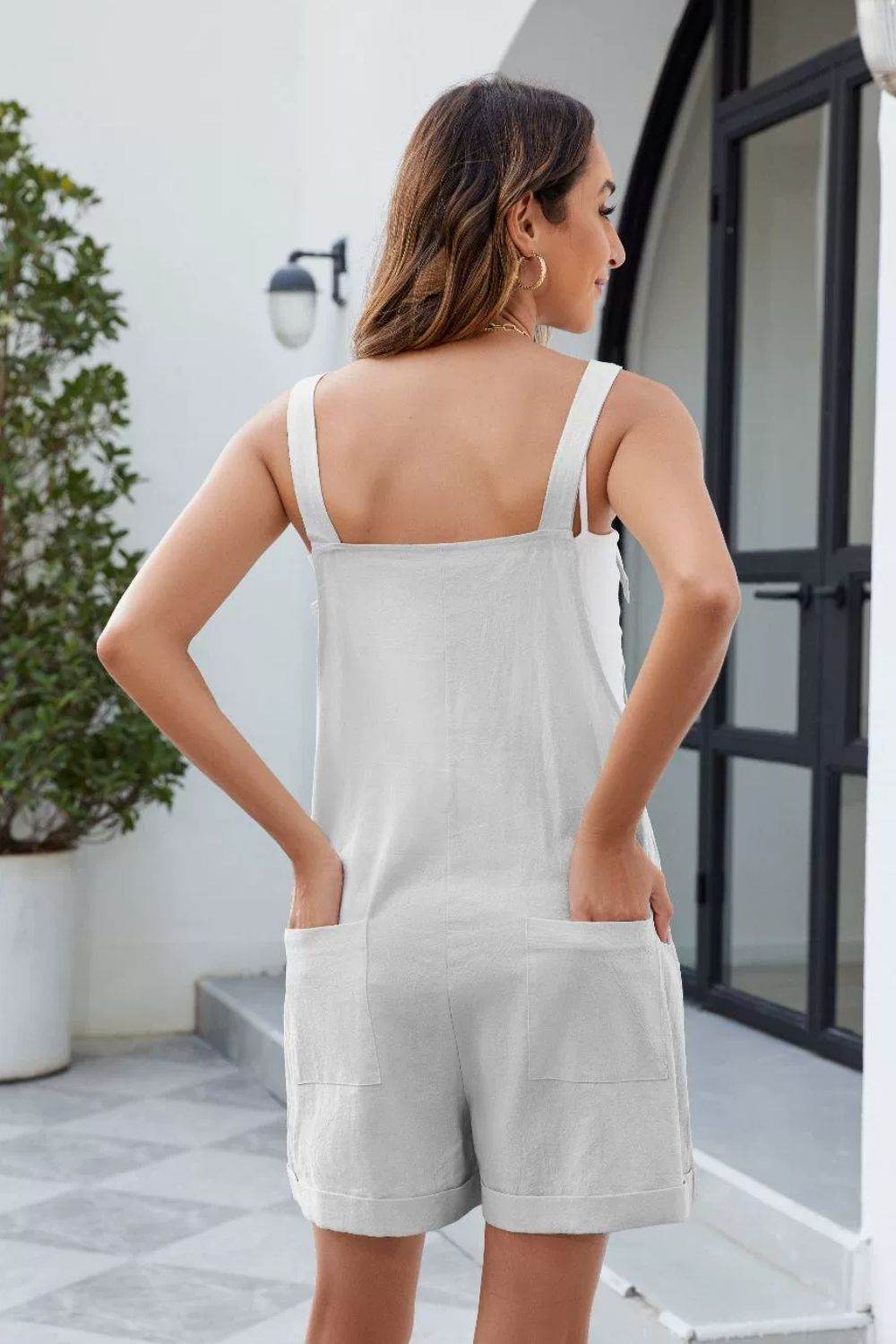 Knotted Strap Romper with Pockets - Selvanelle