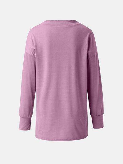 Full Size V-Neck Long Sleeve T-Shirt for Women Casual Wear - Selvanelle