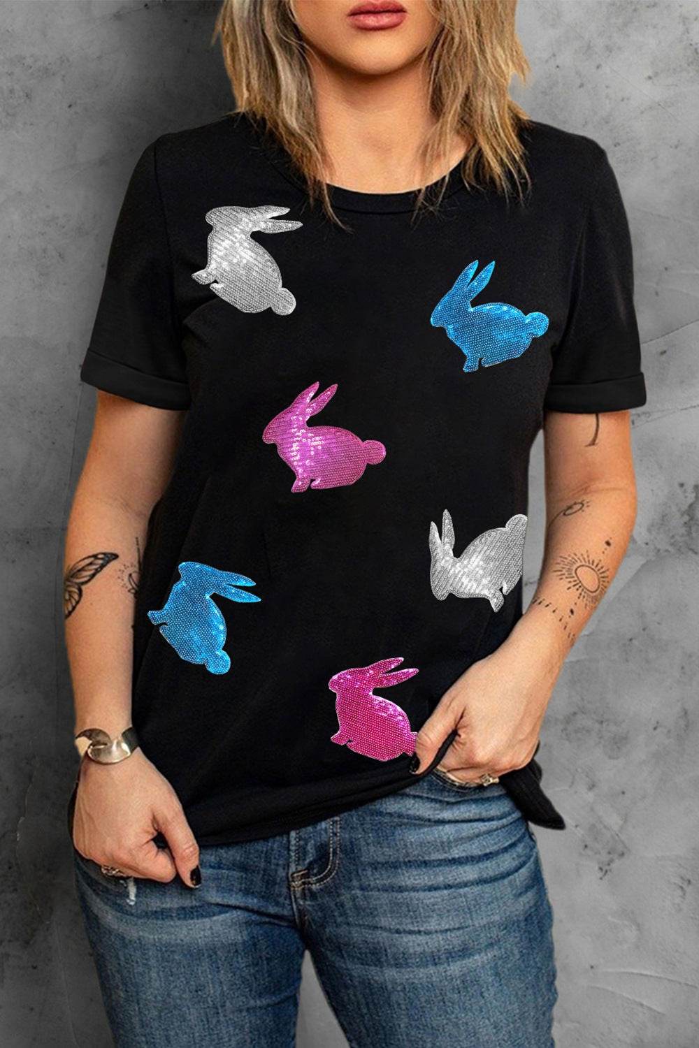 Easter Bunny Round Neck T-Shirt - Selvanelle