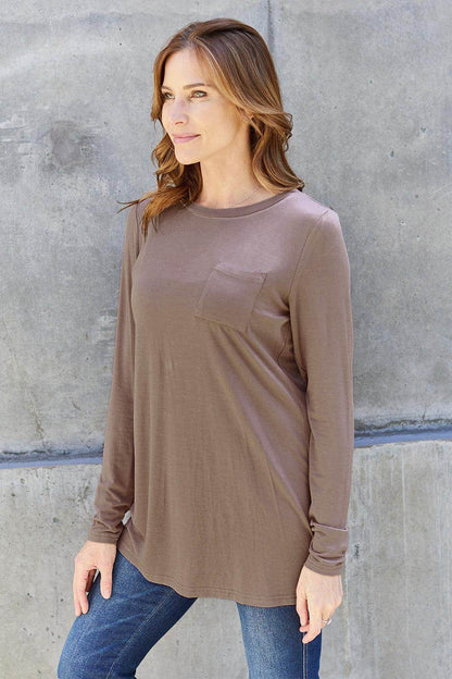 Basic Bae Full Size Round Neck Long Sleeve Top for Women - Selvanelle