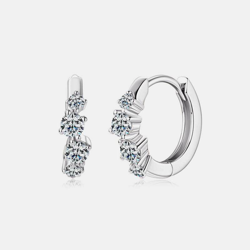 925 Sterling Silver Moissanite Huggie Earrings for Women - Selvanelle