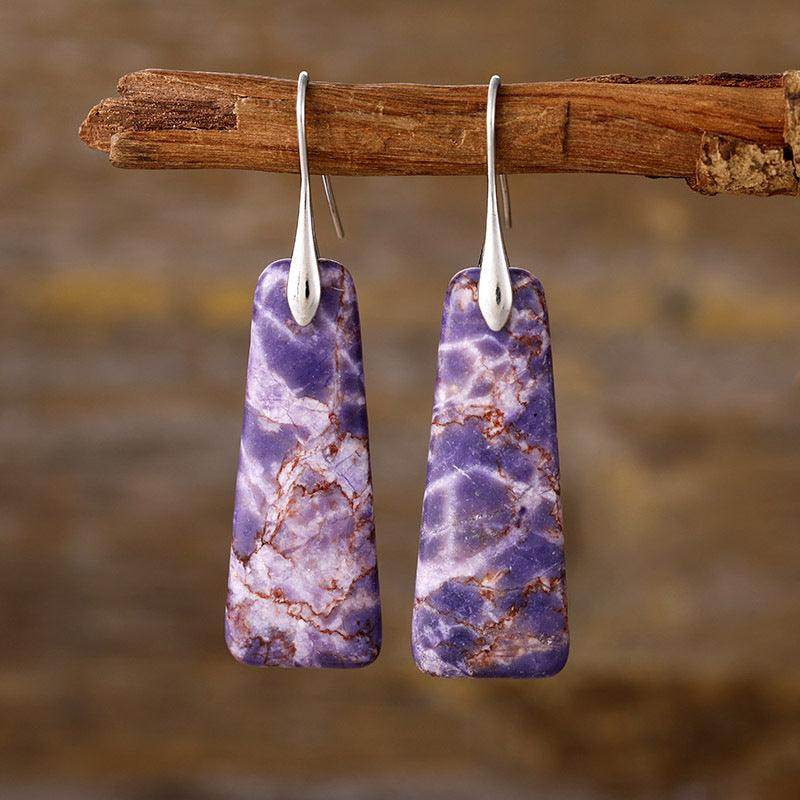 Copper Natural Stone Earrings with Platinum and Gold Plating - Selvanelle