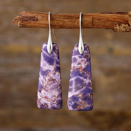 Copper Natural Stone Earrings with Platinum and Gold Plating - Selvanelle