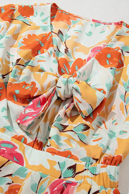 Tied Printed Half Sleeve Romper - Selvanelle