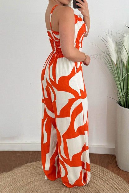 Two-Tone Spaghetti Strap Wide Leg Jumpsuit - Selvanelle