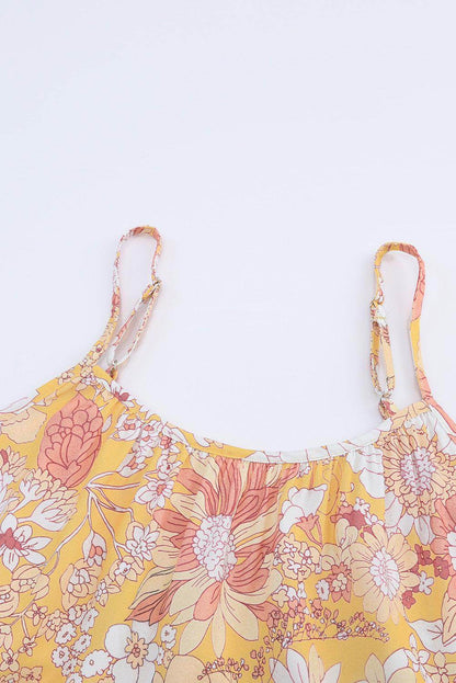 Floral Spaghetti Strap Tiered Dress for Summer Events - Selvanelle