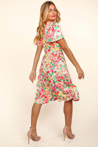 Haptics Tiered Floral Midi Dress with Pockets for Women - Selvanelle