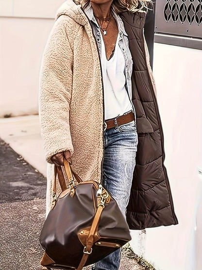 Full Size Zip Up Sherpa Hooded Coat for Women and Plus Size - Selvanelle