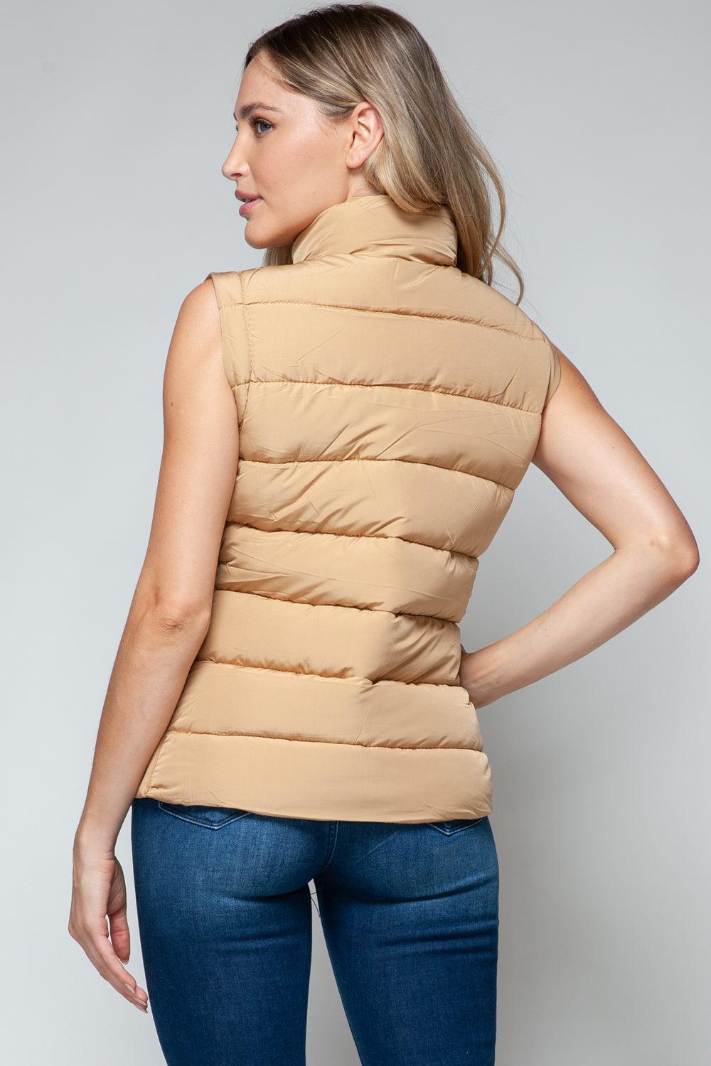 Snobbish Zip Up Turtleneck Vest with Pockets for Women