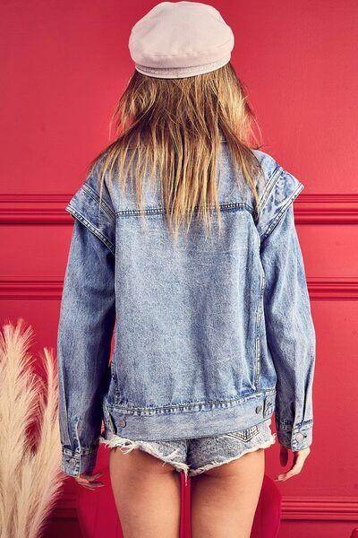BiBi Button Up Long Sleeve Denim Jacket for Everyday Style - Selvanelle