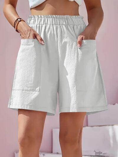Full Size Pocketed Elastic Waist Shorts for Everyday Comfort - Selvanelle
