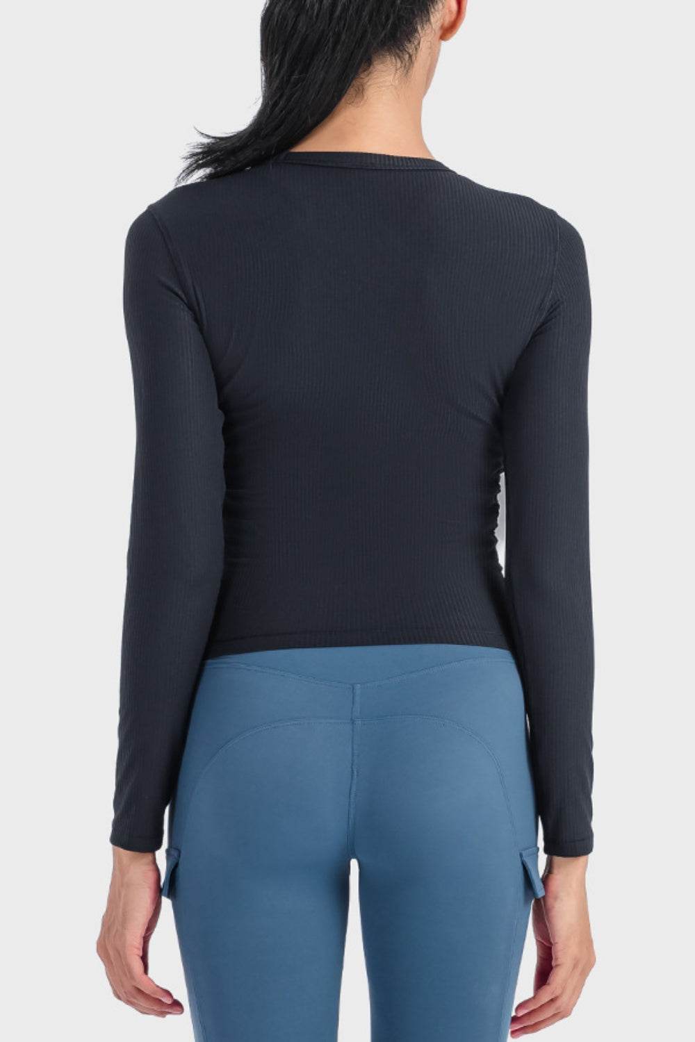 Millennia Round Neck Long Sleeve Sports Top - Selvanelle