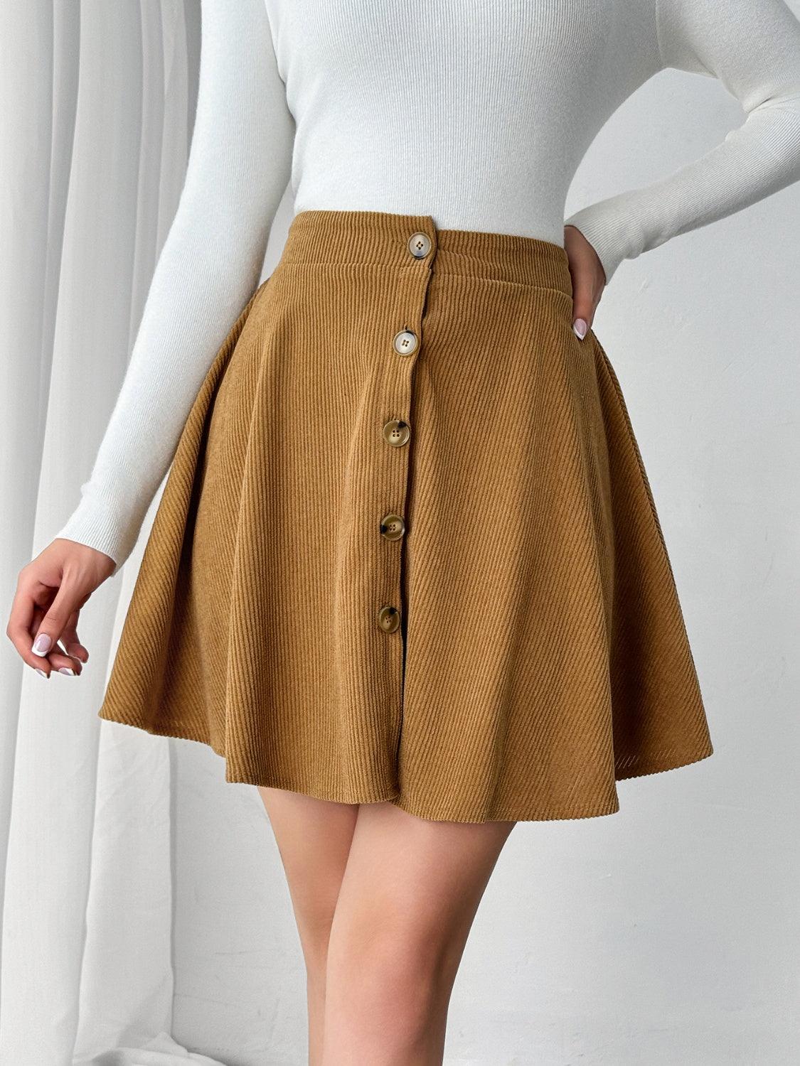 Buttoned Mini Skirt for Women in Sheer Opaque Design