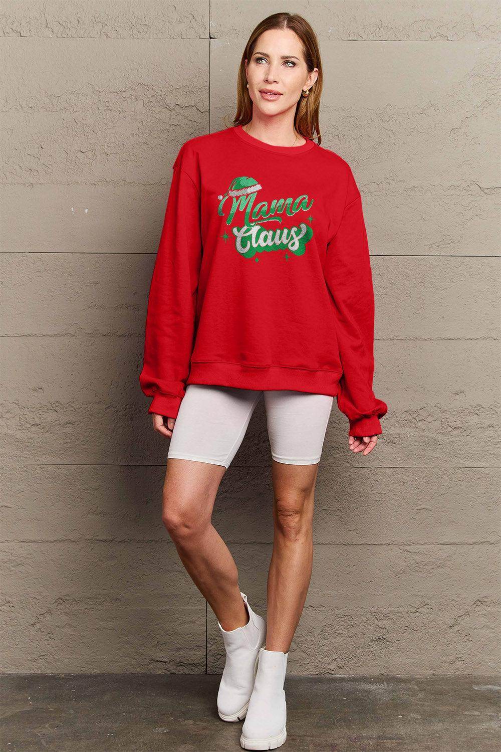 Simply Love Full Size MAMA CLAUS Round Neck Sweatshirt - Selvanelle