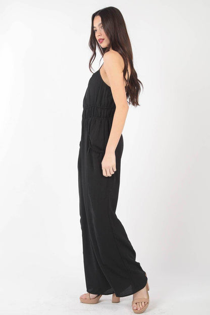 Very J Pintuck Detail Woven Sleeveless Jumpsuit Chic - Selvanelle