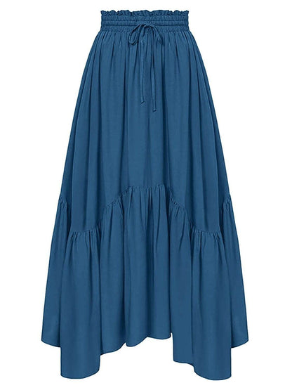 Smocked Waist Band Ruched Layered Skirt for Women Fashion - Selvanelle