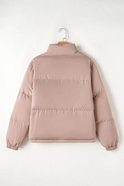 Turtleneck Zip Up Long Sleeve Winter Coat for Women - Selvanelle