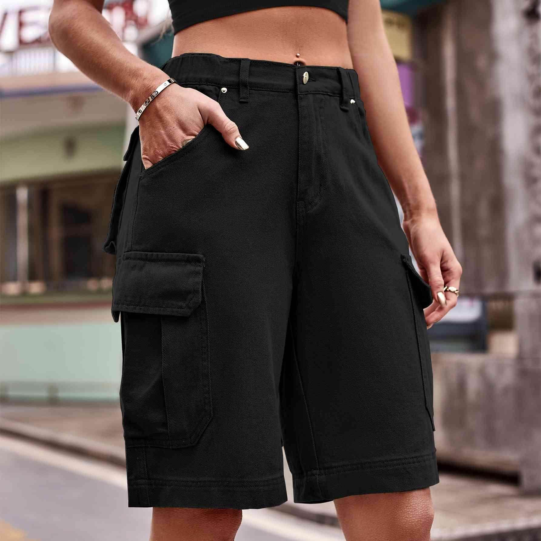 Denim Cargo Shorts with Pockets for Casual Style - Selvanelle