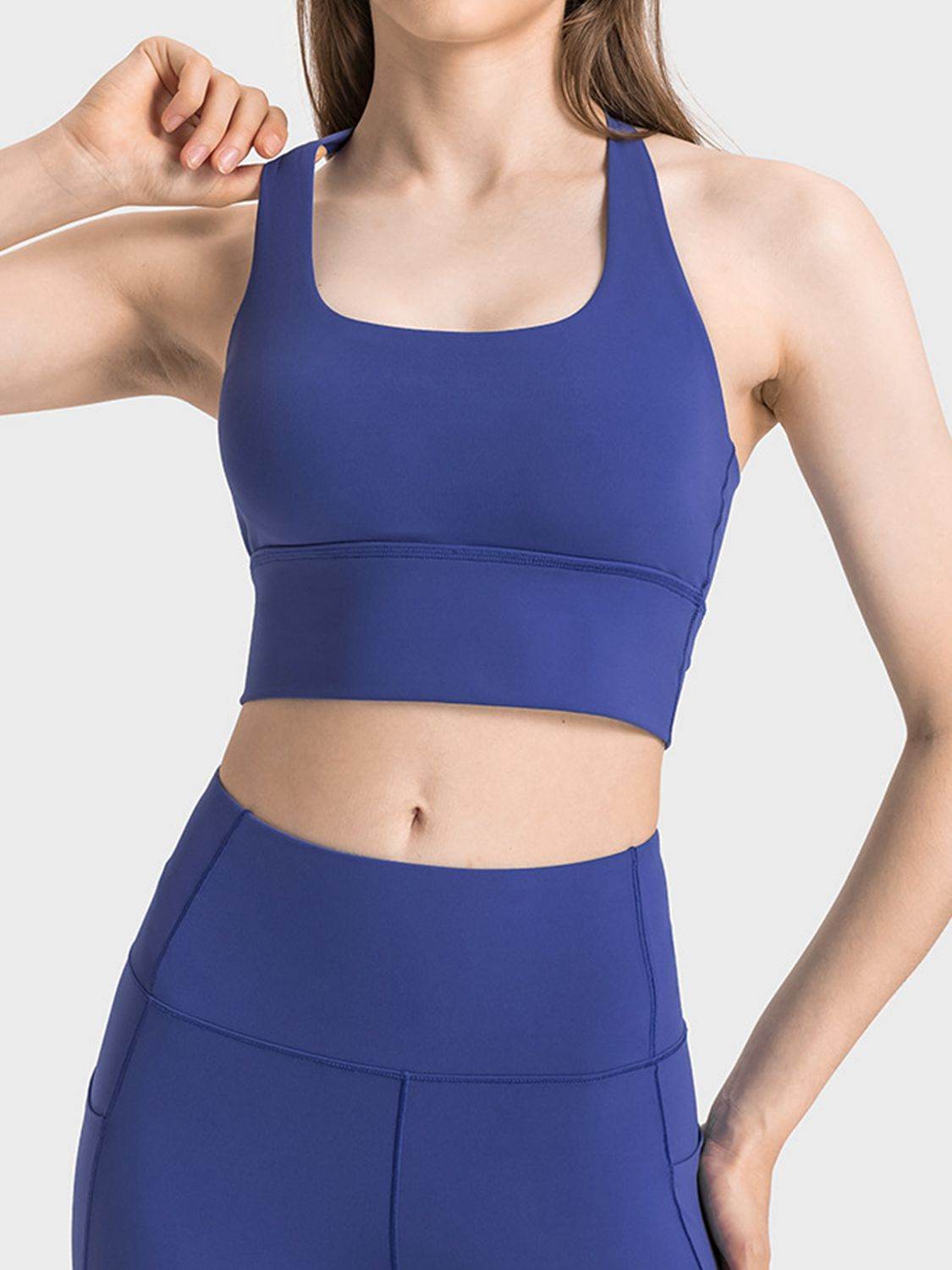 Millennia Scoop Neck Crisscross Straps Sports Bra - Selvanelle